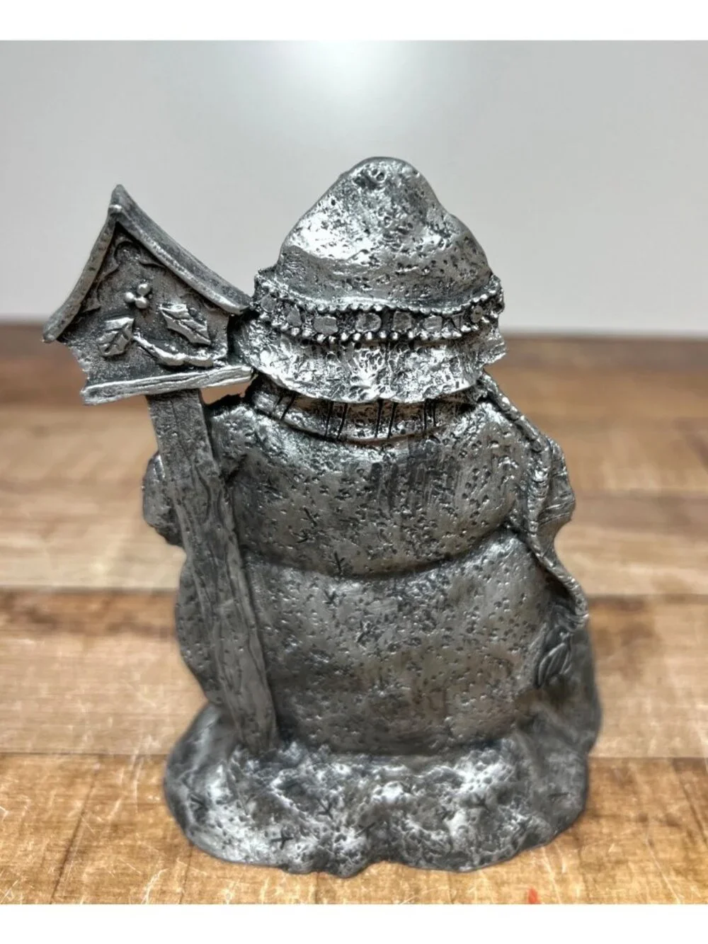 Carson Pewter Snowman Tealight Candle Holder With Birdhouse & Penguins Winter De